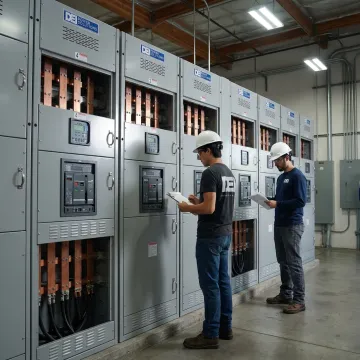 Industrial switchgear lineup in a power distribution facility