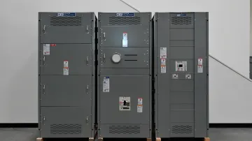 Industrial NEMA 4 enclosure with continuous gasket seal closed on factory wall