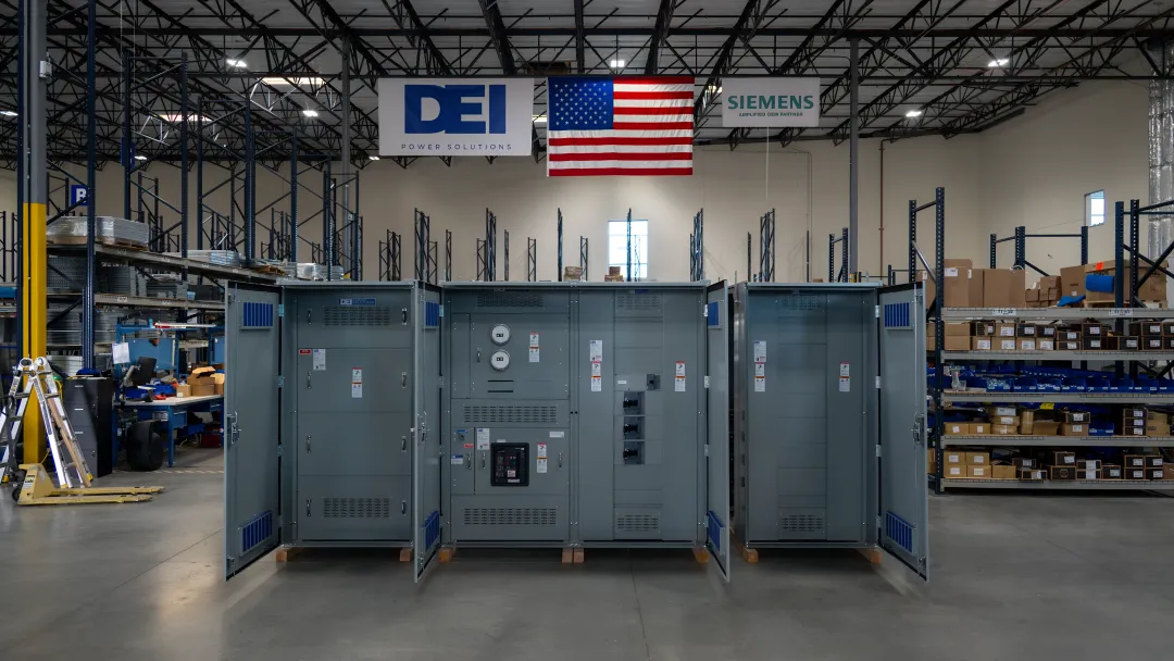 DEI Power UL 891 certified switchboard assembly at Ontario California manufacturing facility