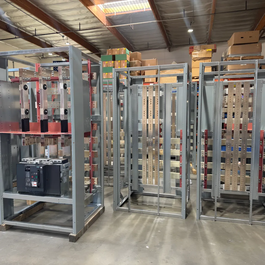 Switchgear lineup under inspection