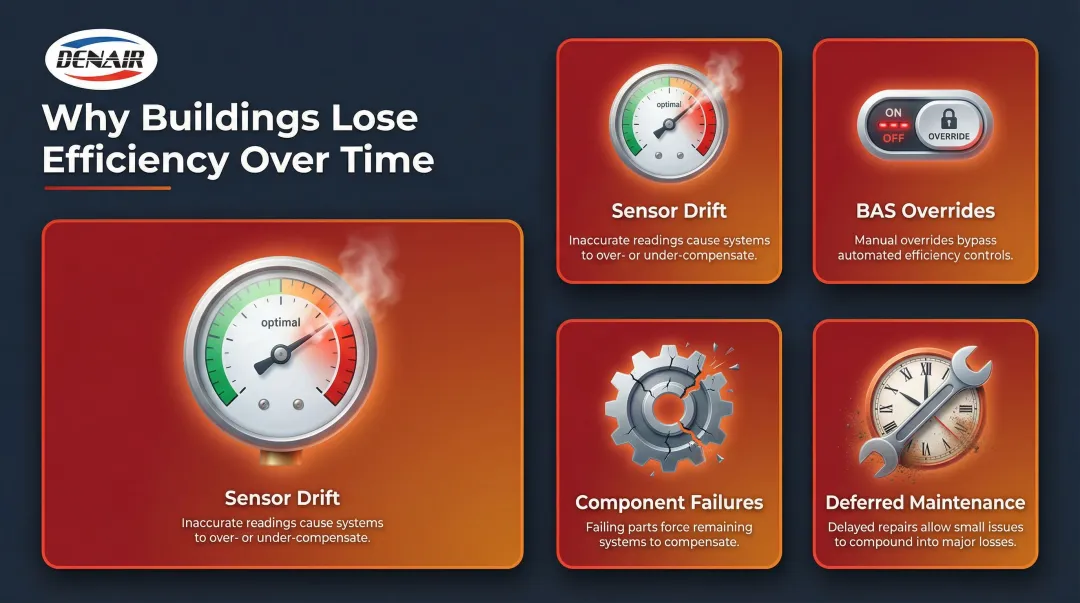 Four root causes of commercial building energy loss and system inefficiency