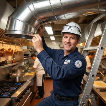 Commercial grease duct installation in a Manhattan restaurant kitchen
