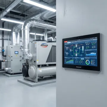 Honeywell building automation system control panel installed in a commercial facility