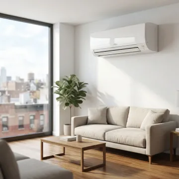 Fujitsu VRF indoor unit installed in a modern Brooklyn apartment
