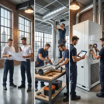 HVAC installation process steps in a commercial Manhattan building