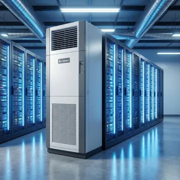 Liebert CRAC precision cooling unit operating in a Brooklyn server room