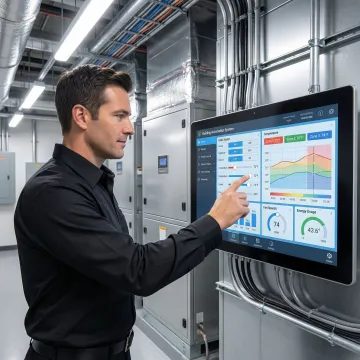 Building automation system control panel in a Brooklyn commercial facility