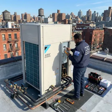 Daikin VRV VRF system installation on a Brooklyn commercial rooftop