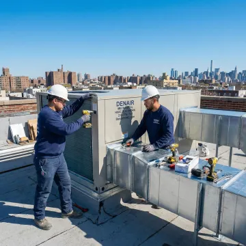 Makeup air system installation on a commercial rooftop in Queens, NYC