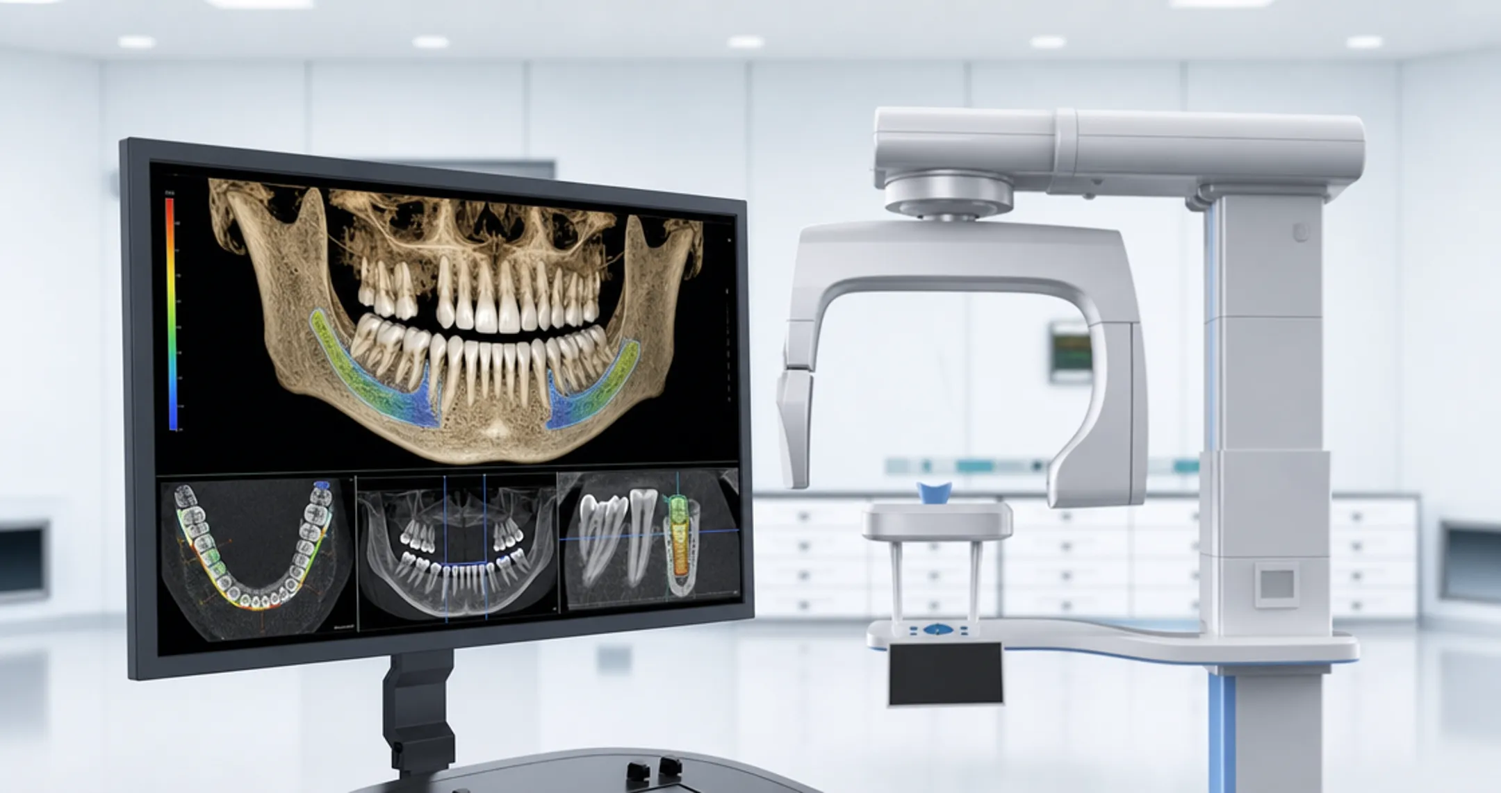 Dental CBCT 3D imaging scan showing jawbone structure for implant planning