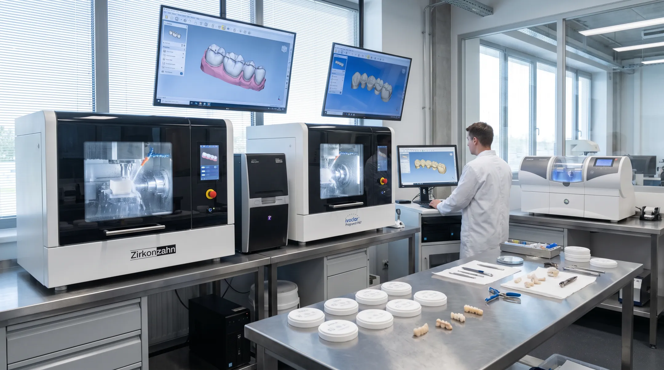 Los Algodones dental clinic CAD CAM lab milling zirconia crowns