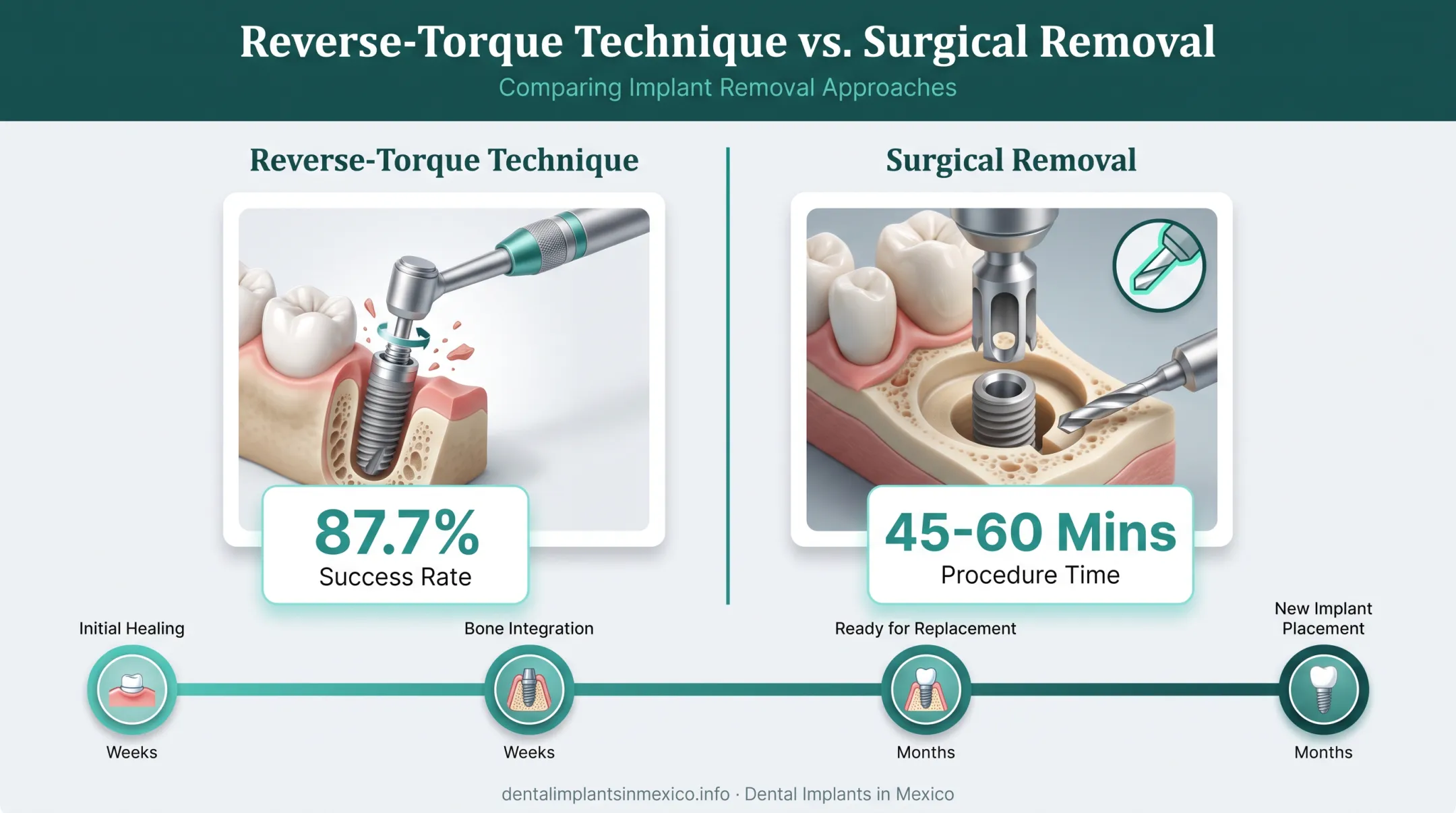 Reverse-torque versus surgical dental implant removal process comparison