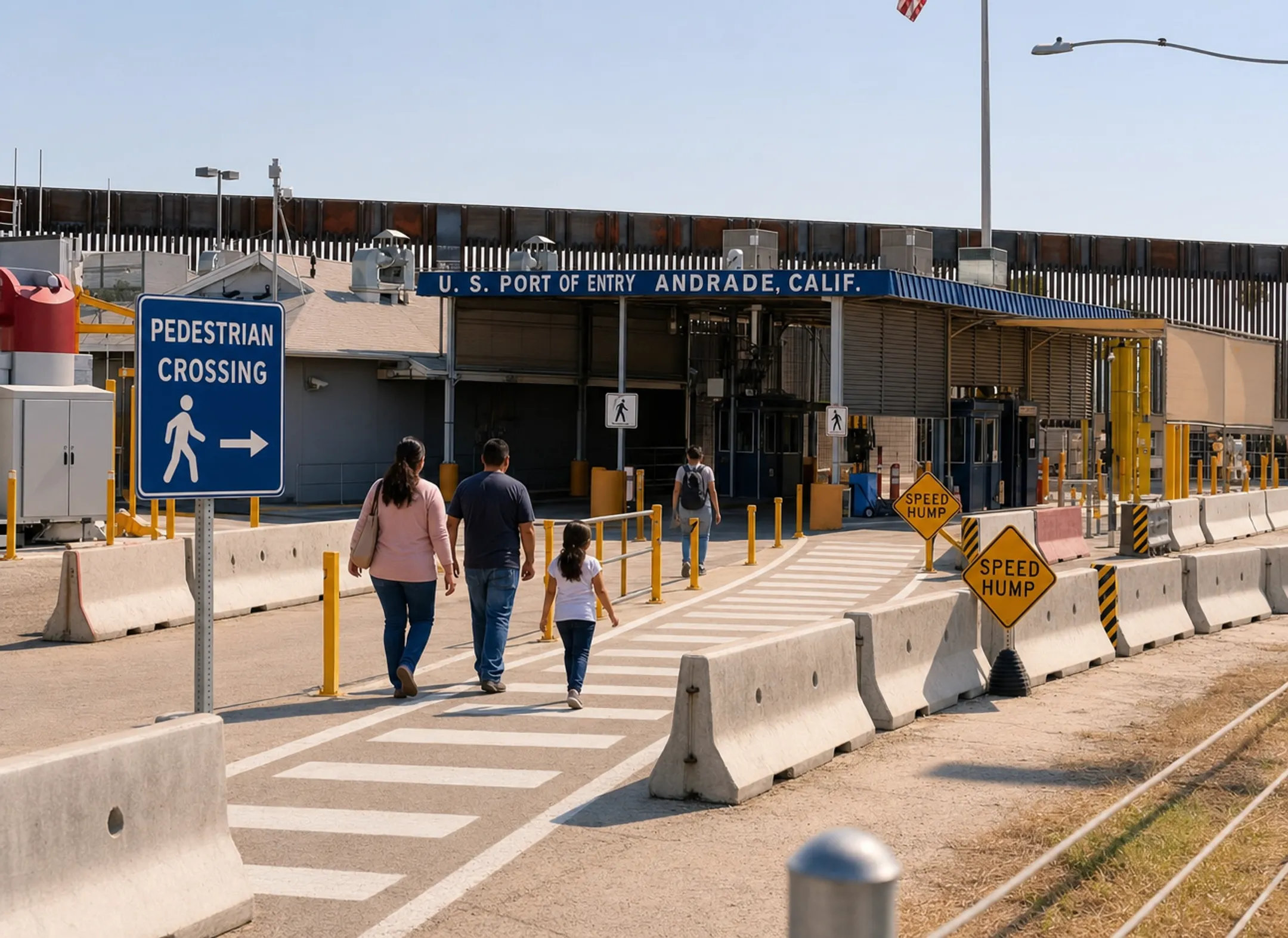 Border crossing point near Los Algodones Mexico dental tourism route