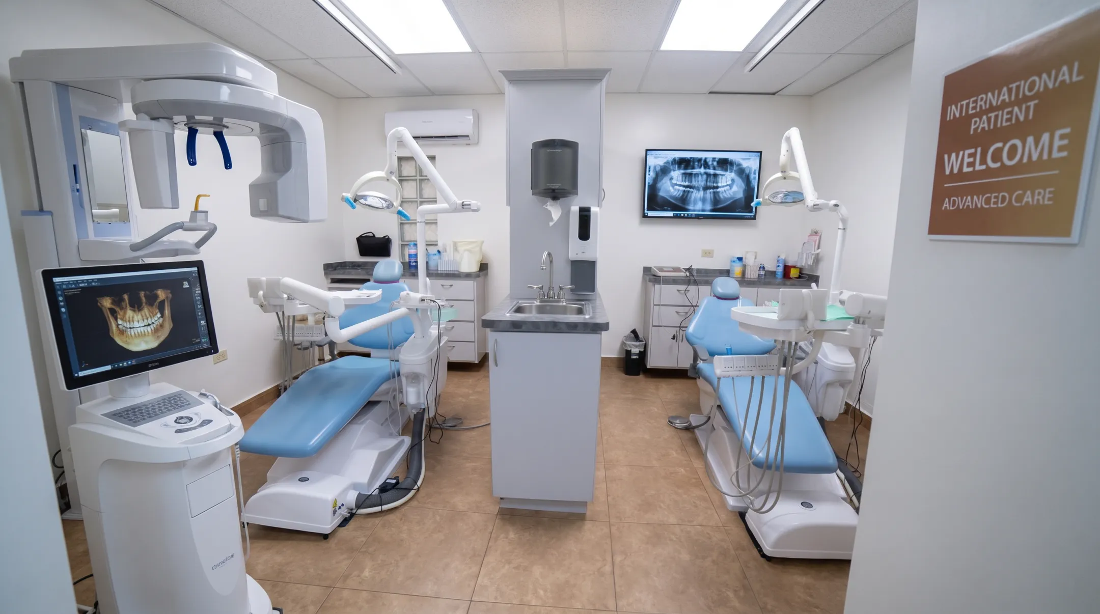 Modern dental clinic facility near US-Mexico border with advanced imaging equipment