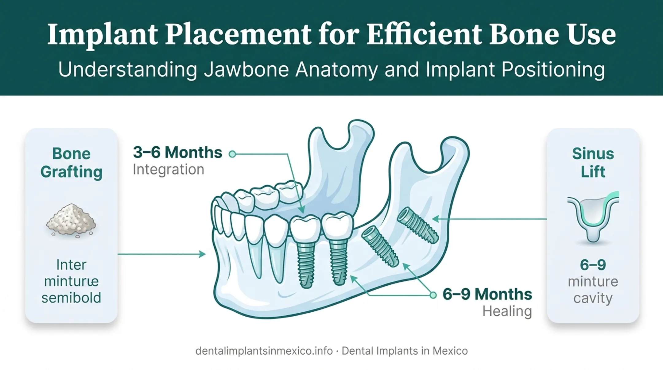 All-on-4 tilted implant placement and bone augmentation options diagram