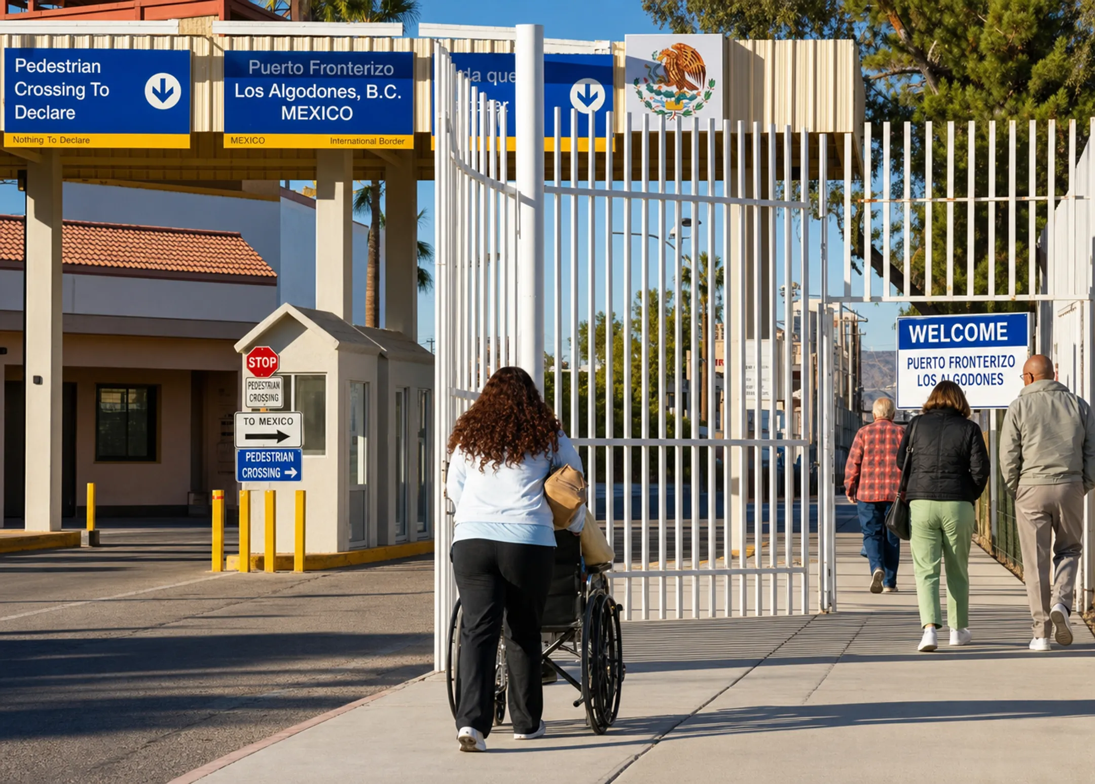 US-Mexico border crossing near Los Algodones dental tourism district