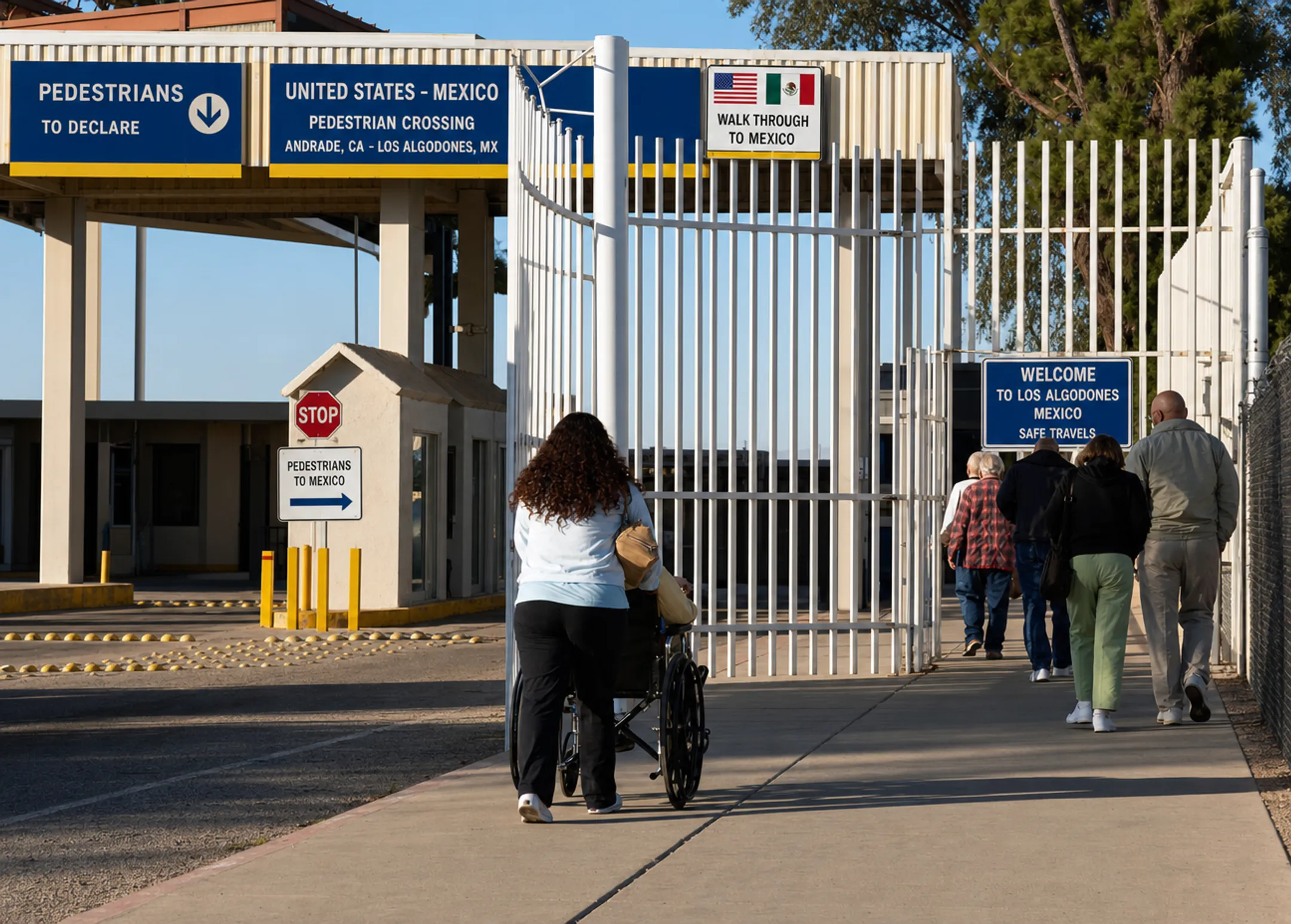 Los Algodones Mexico border crossing pedestrian walkway near Andrade California