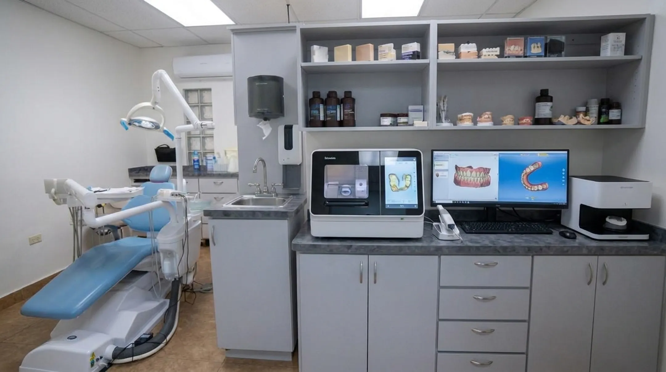 Dental clinic CAD/CAM lab producing custom implant prosthetics