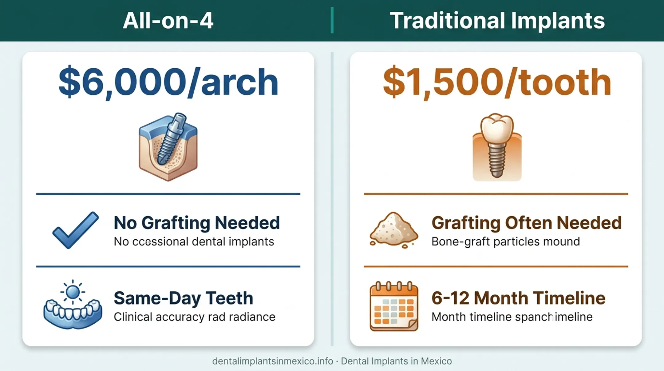 All-on-4 versus traditional implants cost timeline and bone grafting comparison