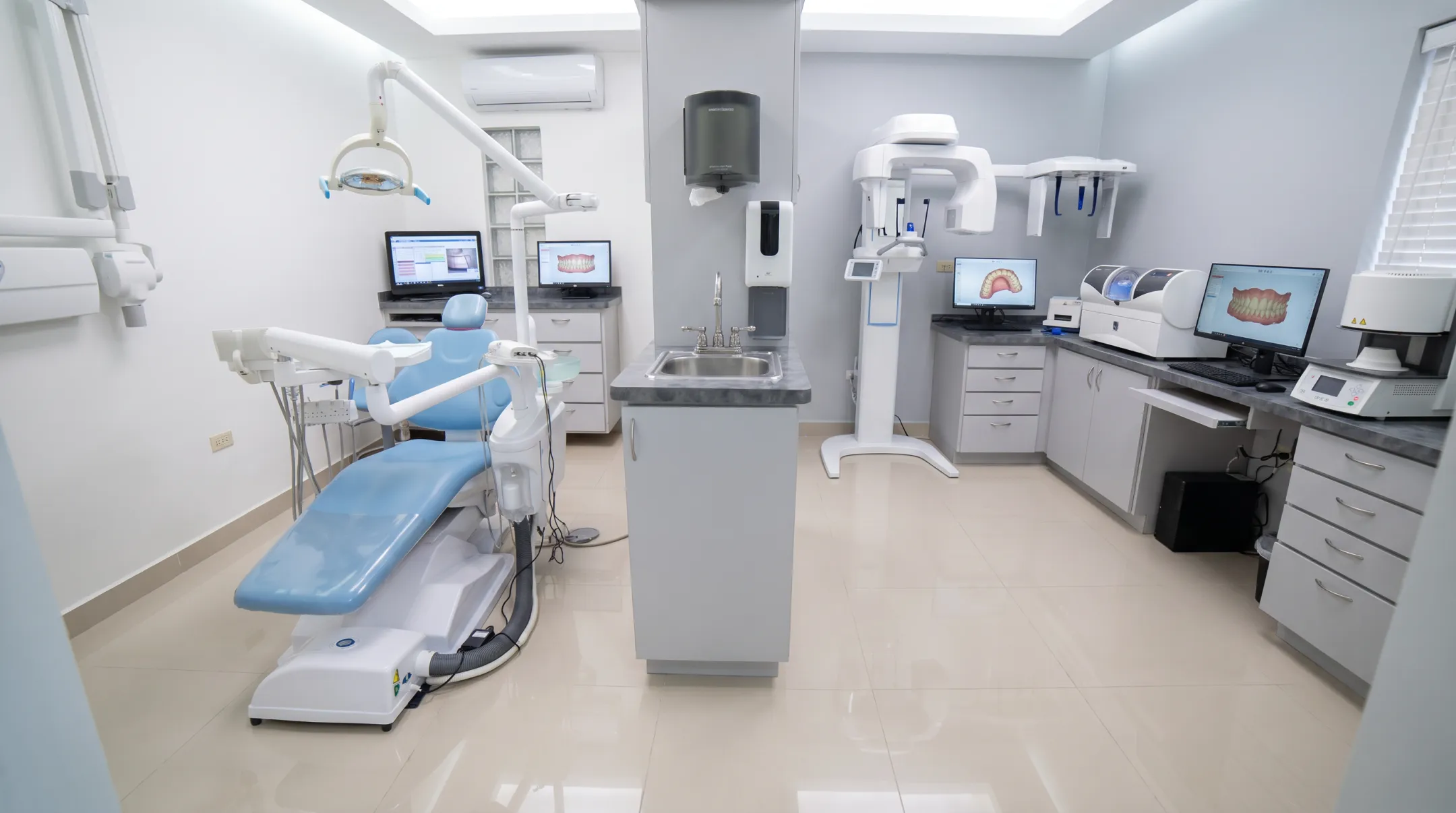 Modern dental clinic CAD/CAM lab with 3D imaging equipment