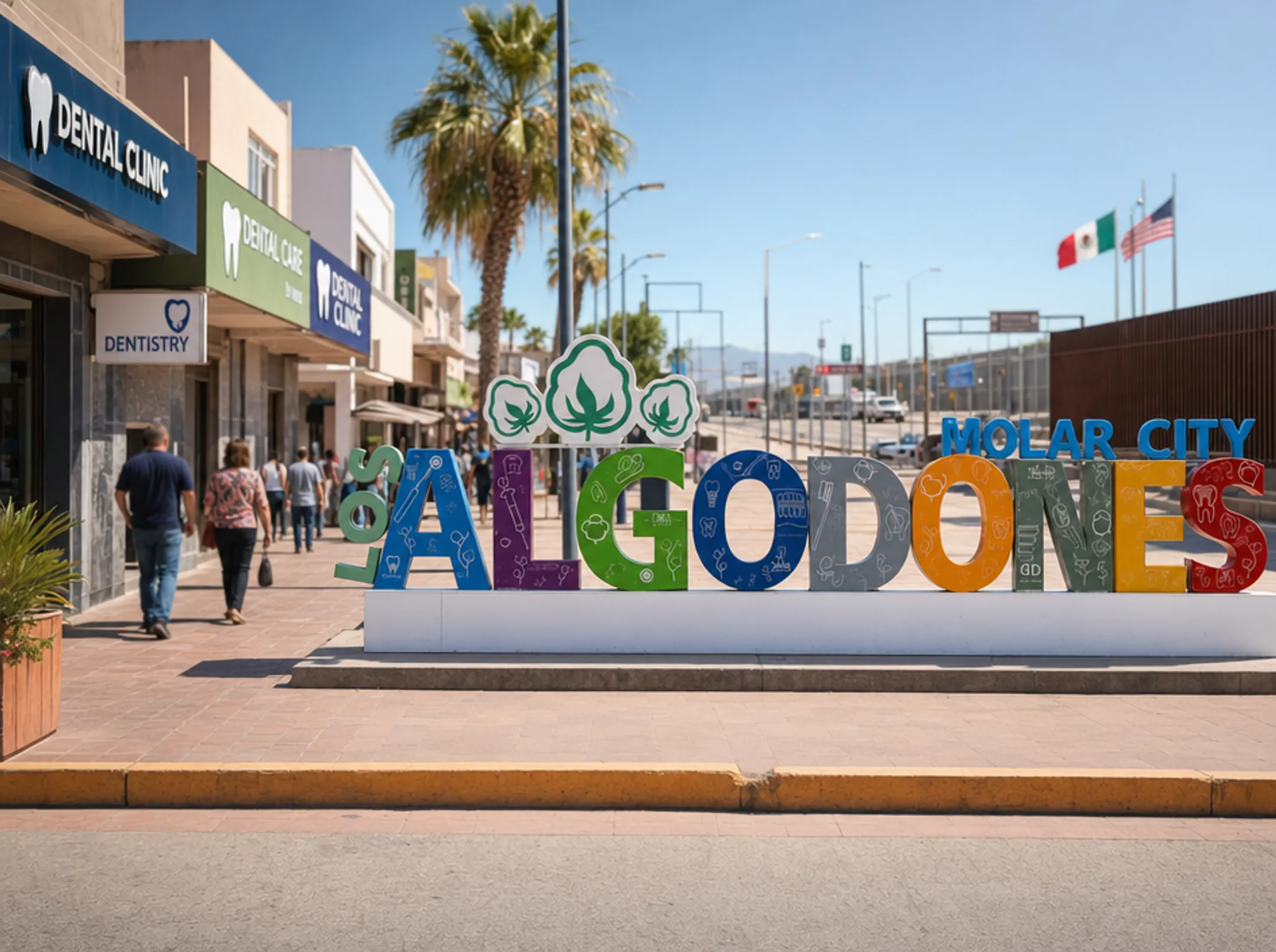 Los Algodones Mexico dental tourism border crossing area street view