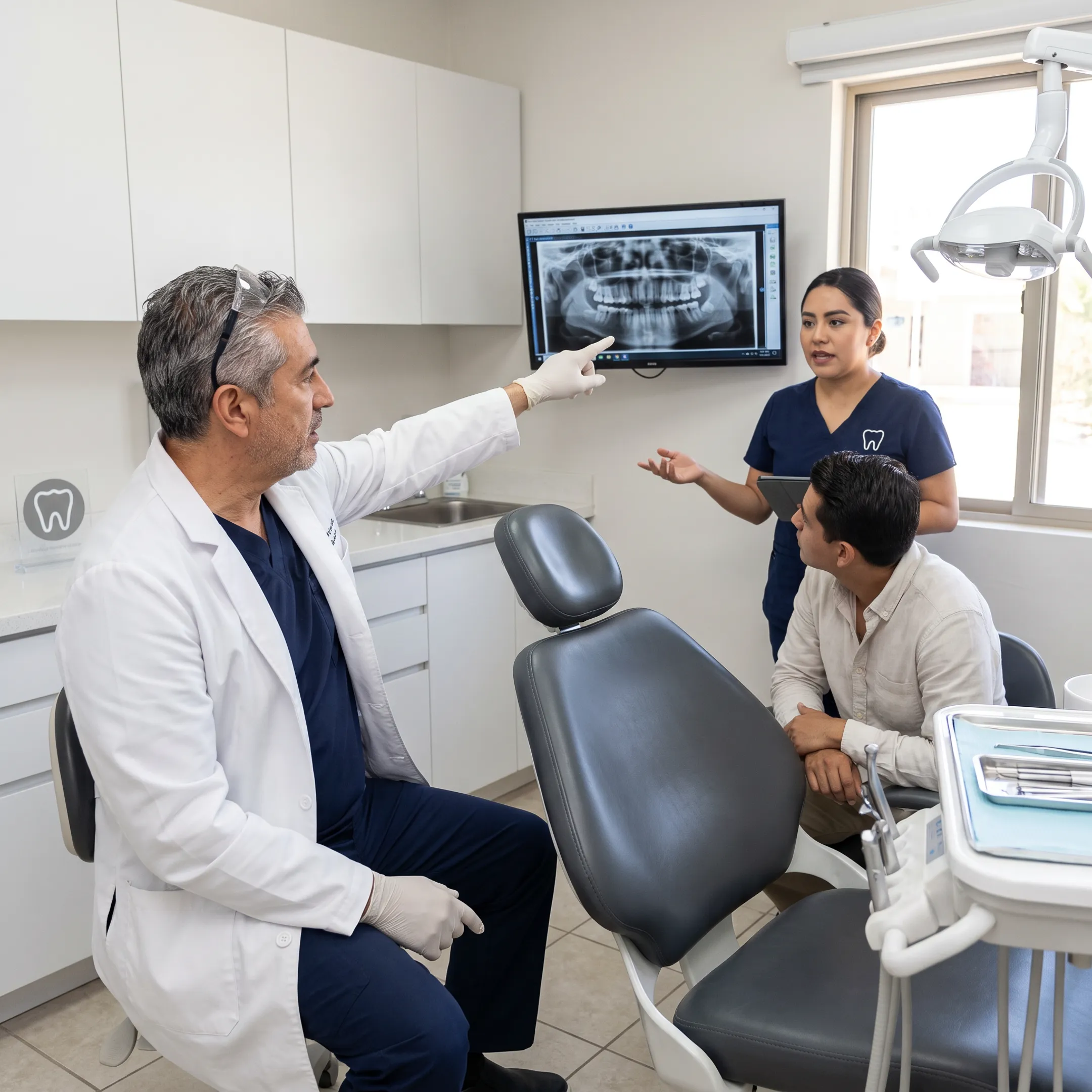 Dental patient consulting with implant specialist in Mexico