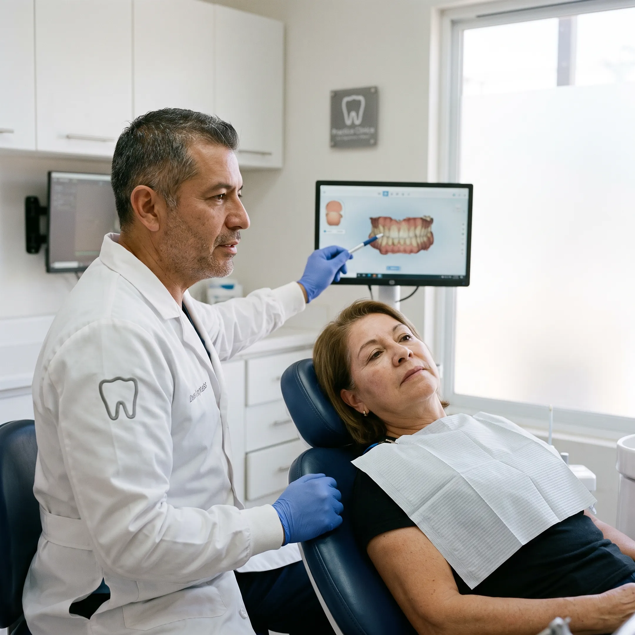 Dentist planning a dental implant treatment