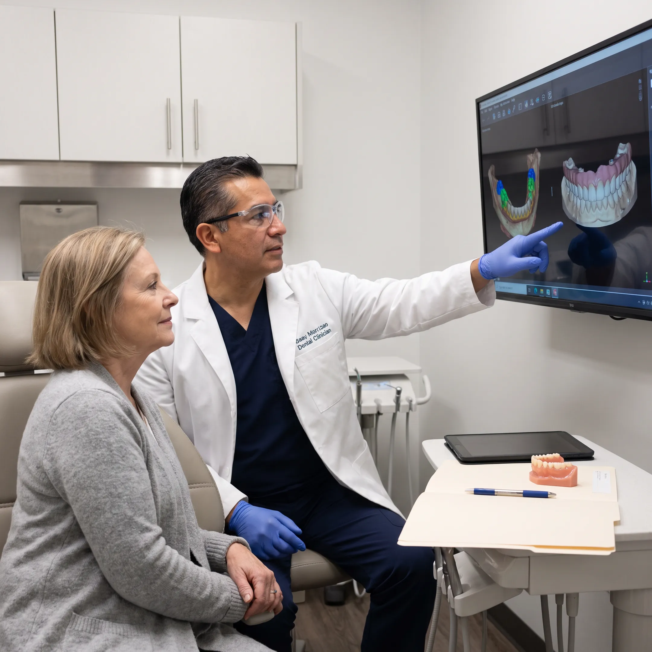 Patient receiving a digital dental implant consultation