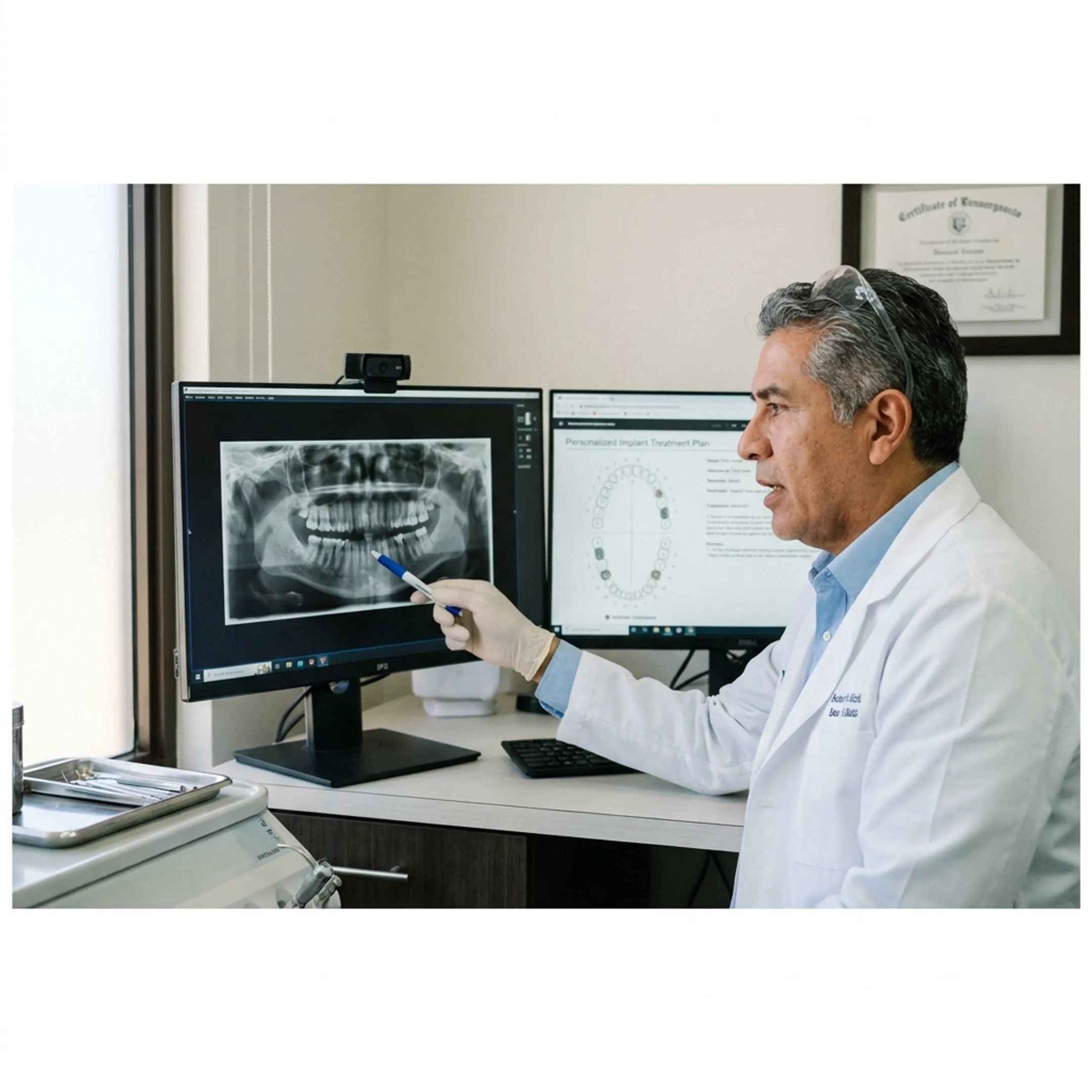 Dental professional reviewing a patient treatment plan online