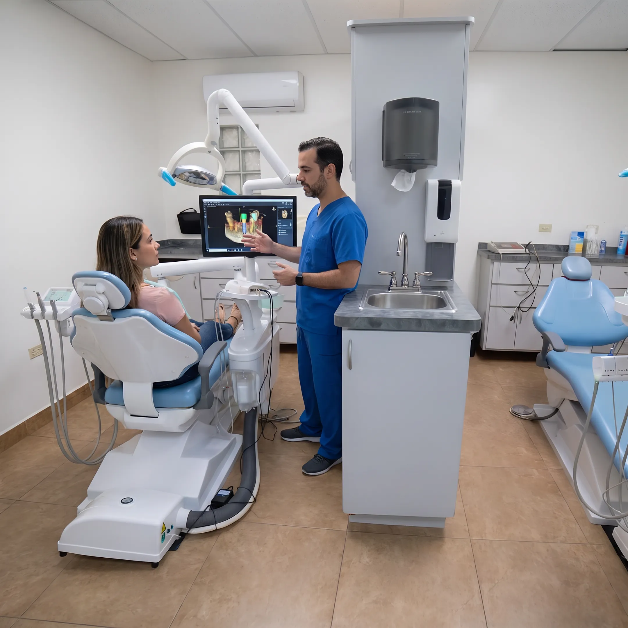 Dentist planning a custom dental implant treatment