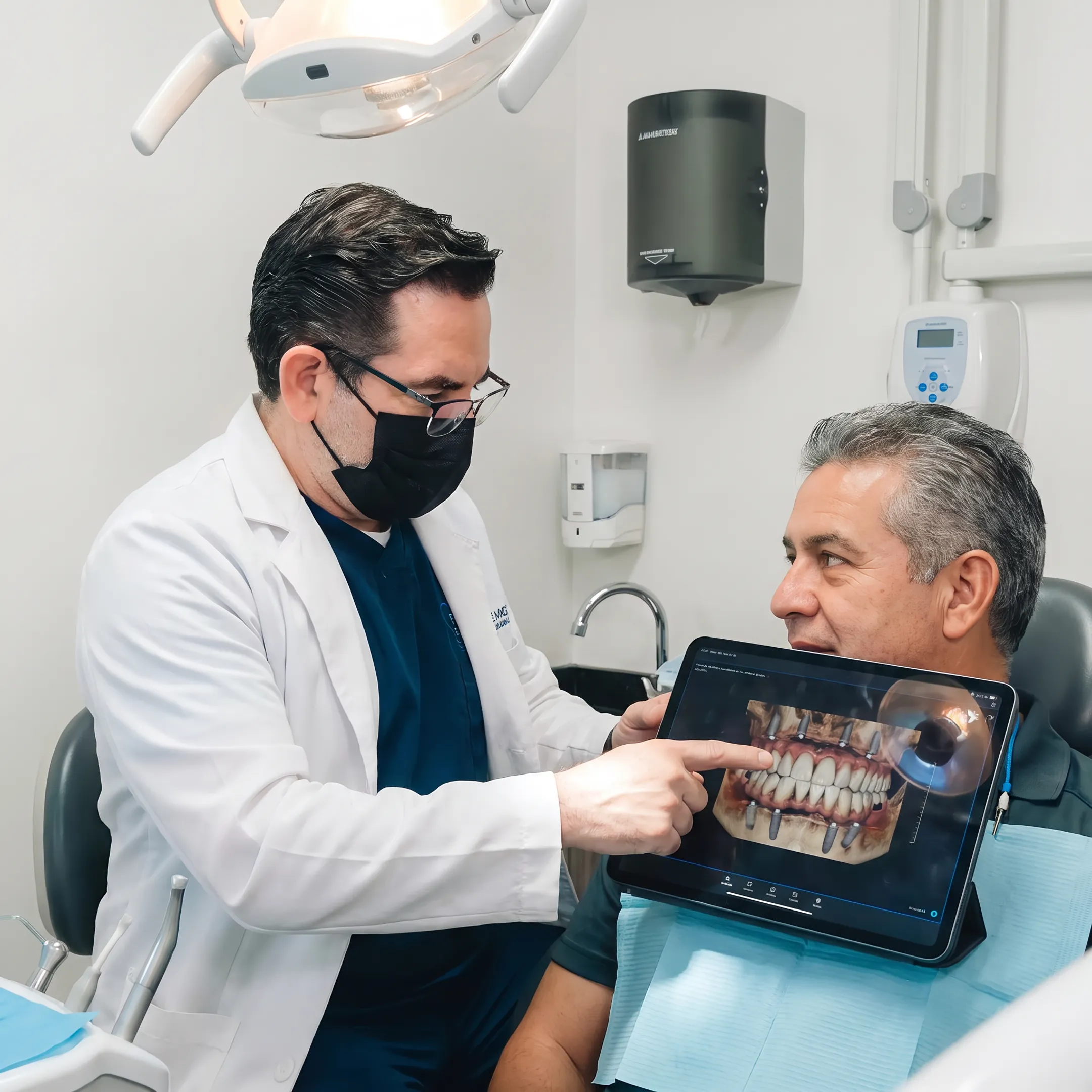 Dental patient discussing a full-mouth implant treatment plan