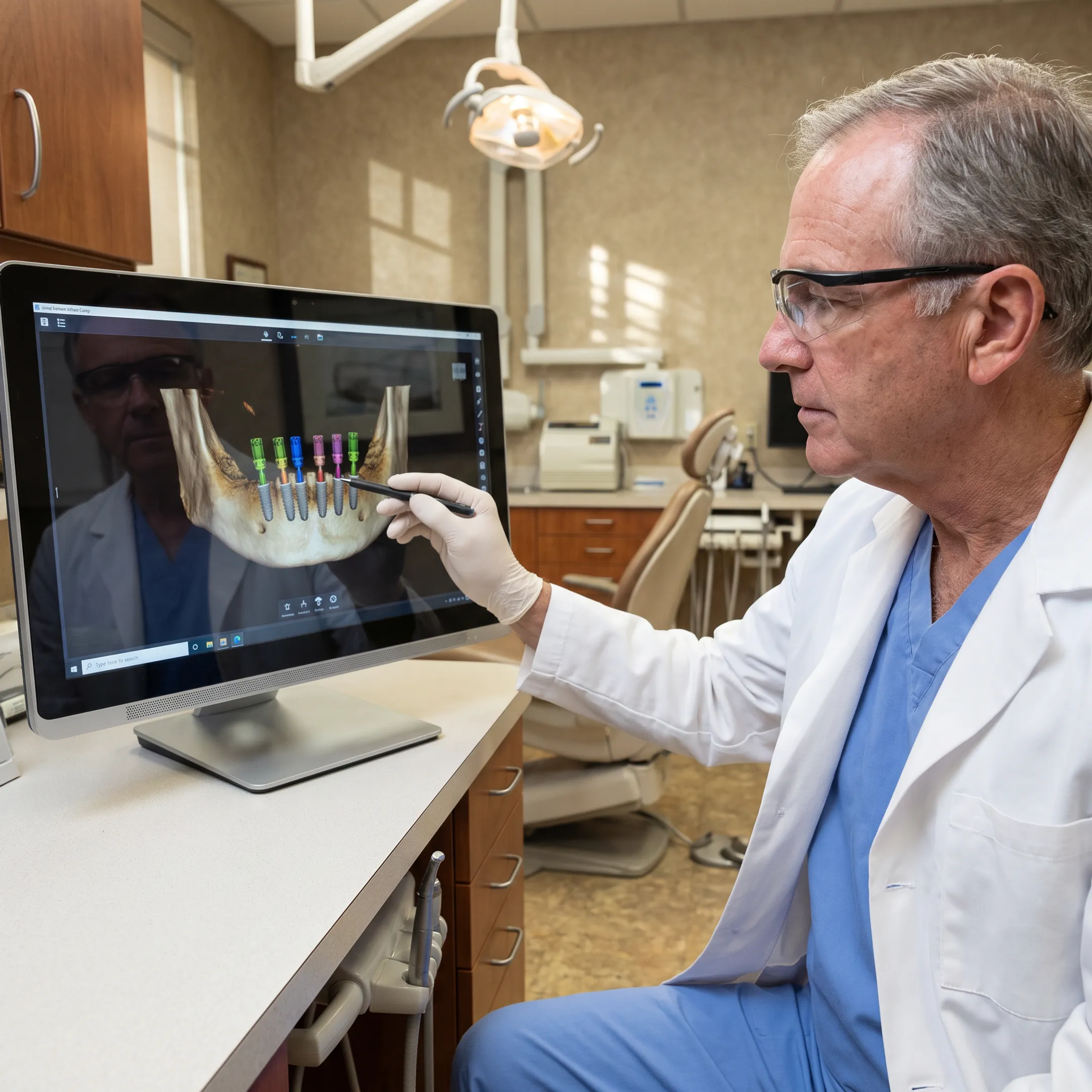 Dentist planning a full-arch implant restoration