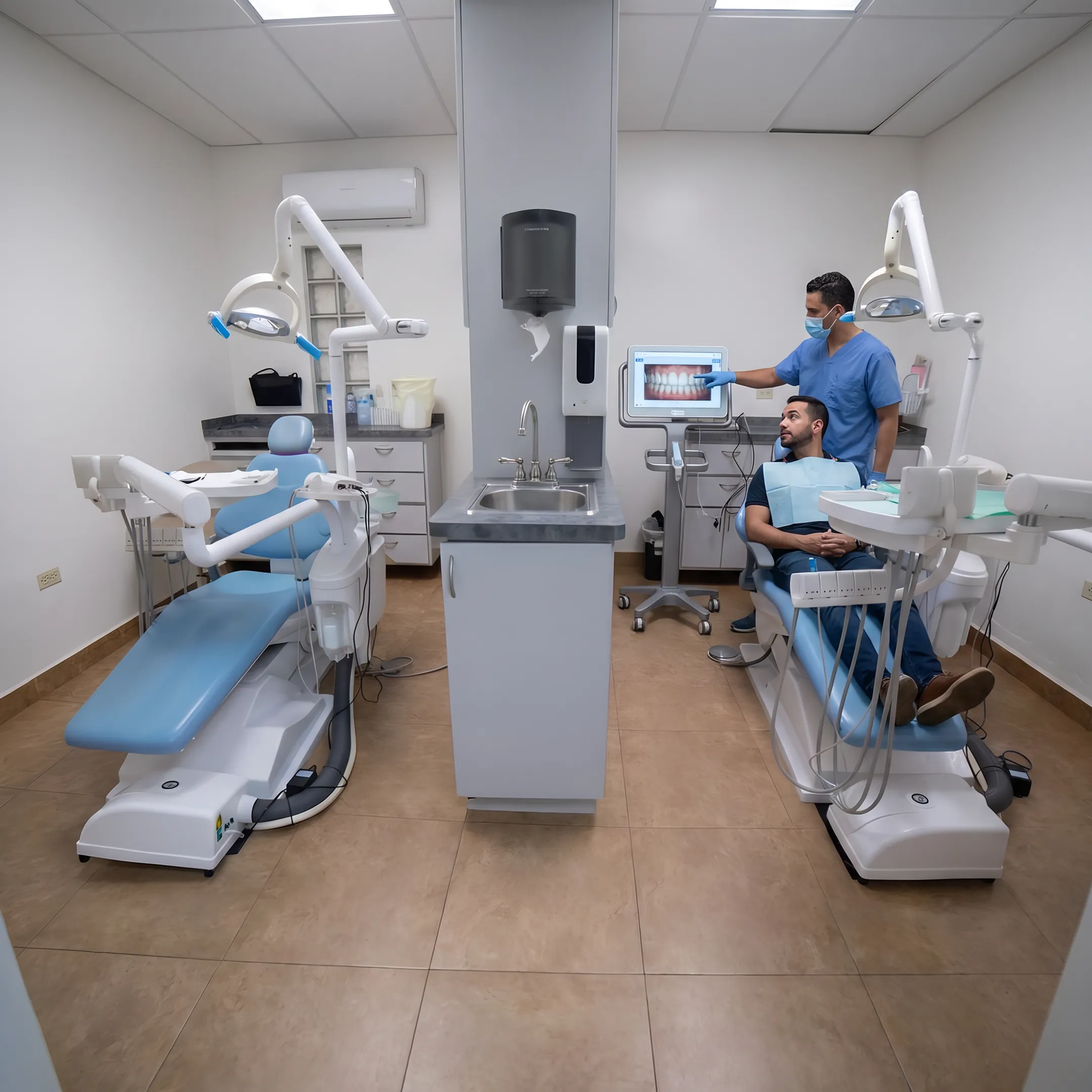 Dentist reviewing a patient's cosmetic smile plan