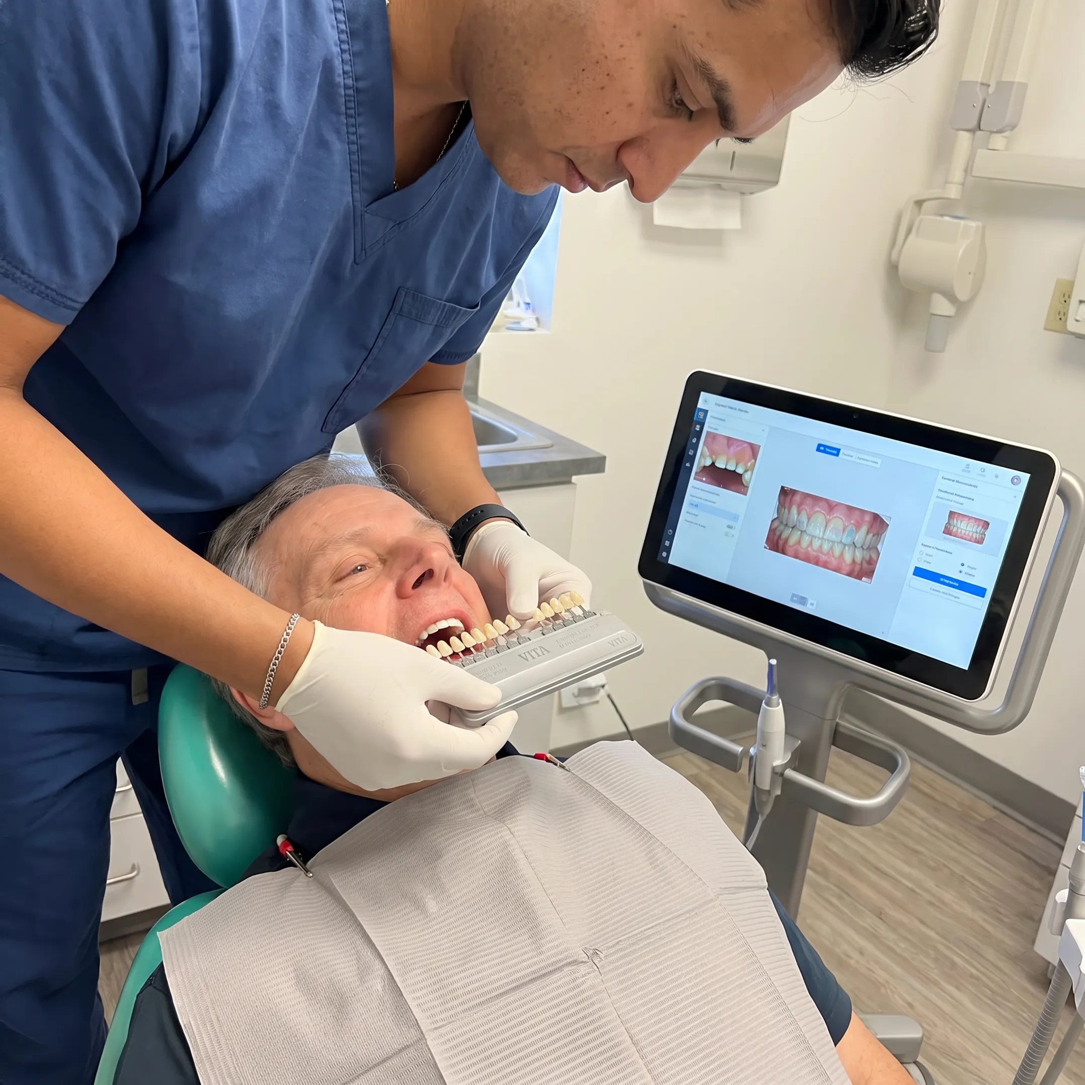 Dental professional planning a customized smile restoration