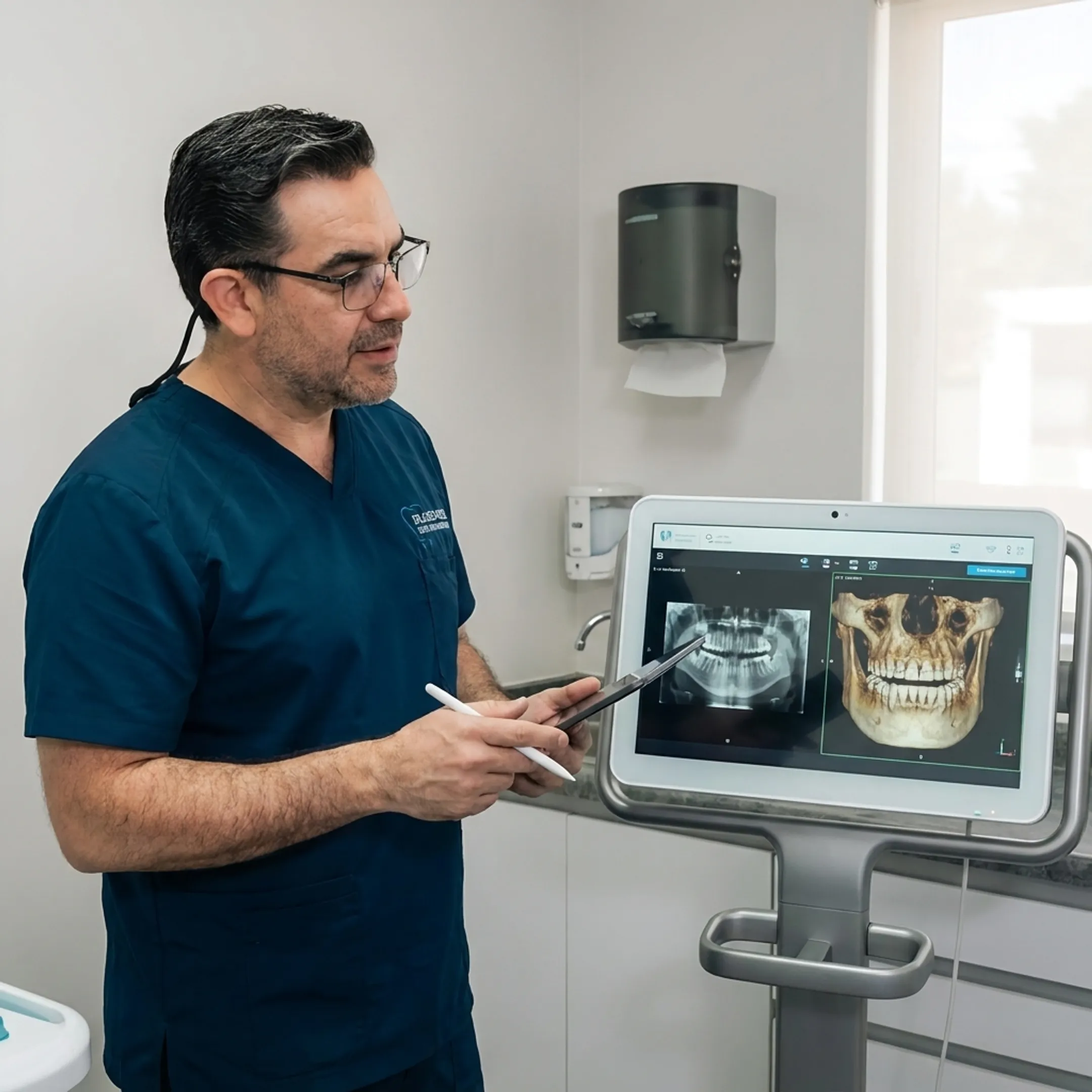 Dental specialist explaining a personalized implant treatment plan