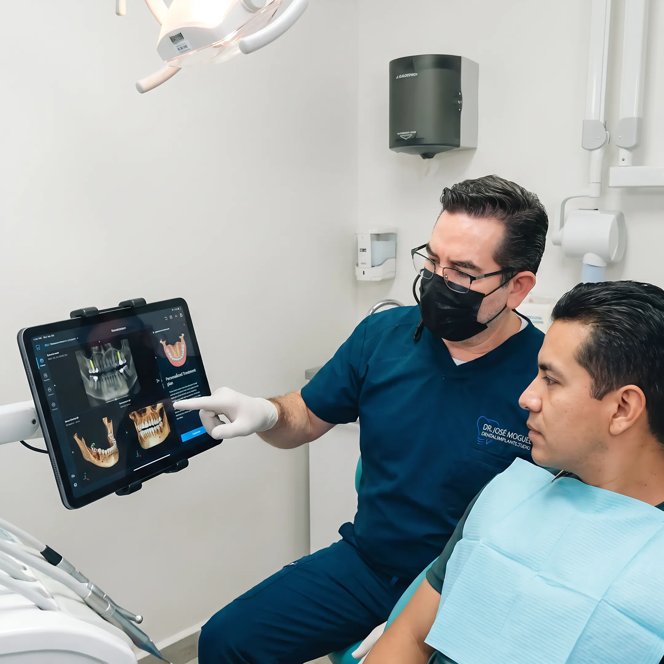 Dentist reviewing a personalized implant treatment plan