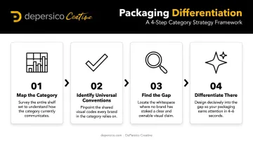 4-step food packaging category differentiation process from mapping to visual departure