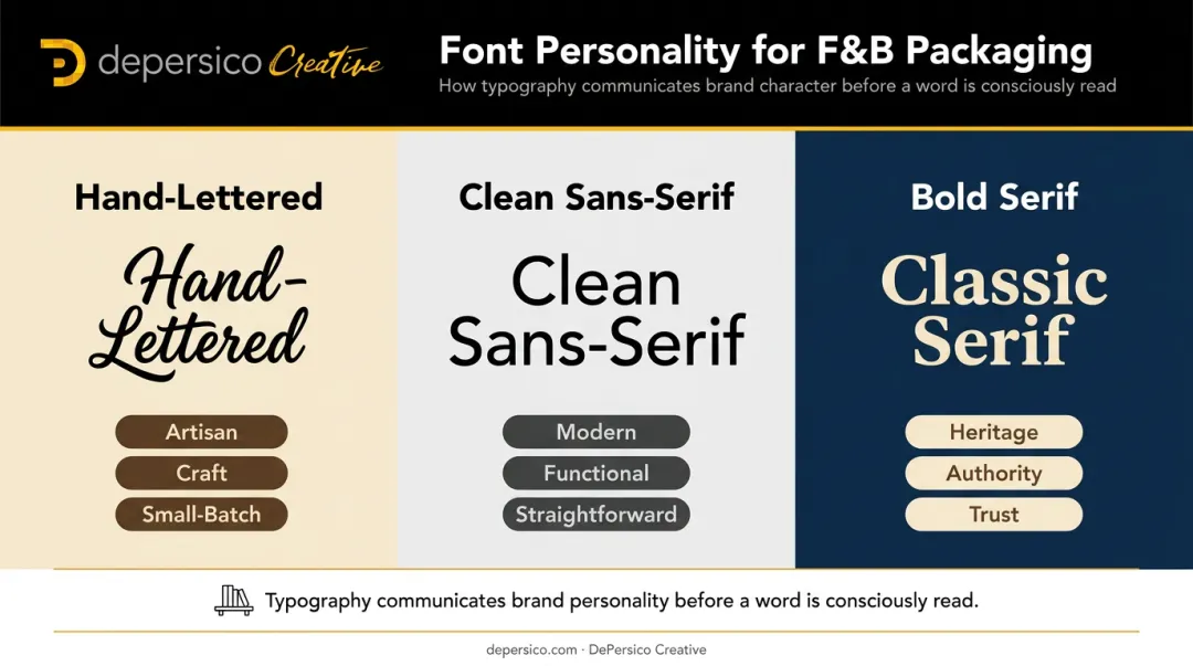 Typography personality comparison for food and beverage brand packaging design