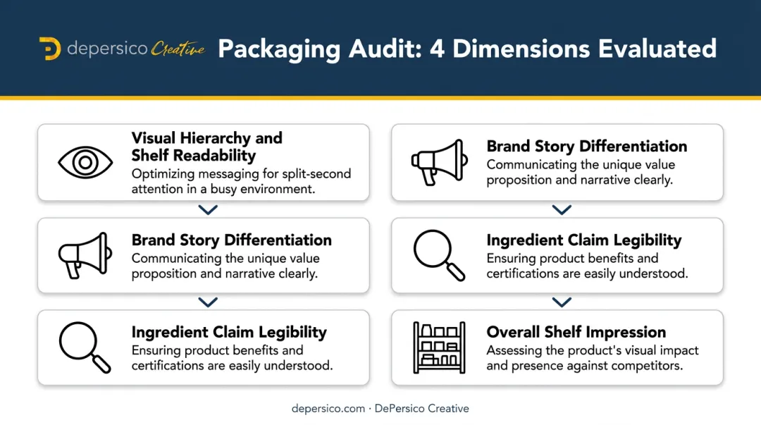 SWIFI packaging audit four-dimension evaluation framework process infographic