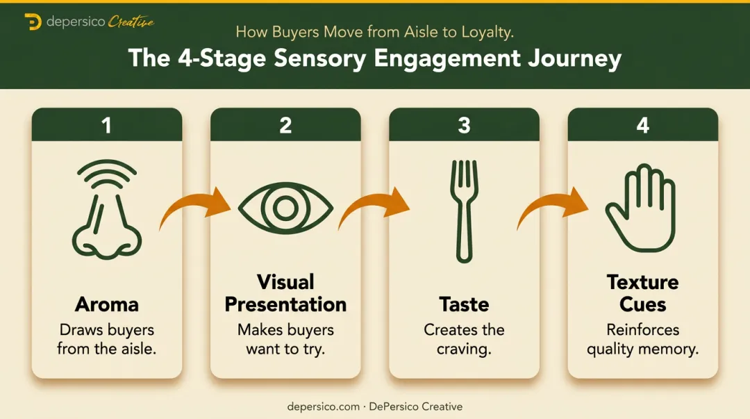 Four-step sensory layering sequence for F&amp;B trade show booth experience