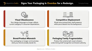 Four food packaging warning signs indicating brand redesign is overdue