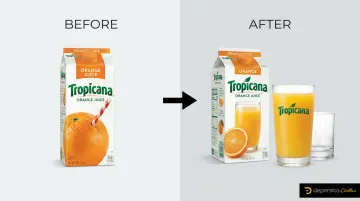 Tropicana orange juice original versus redesigned packaging side-by-side comparison