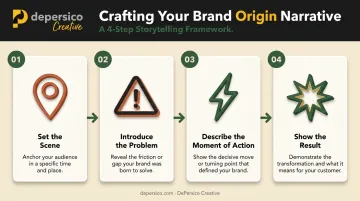 four-step food and beverage brand origin narrative structure process flow