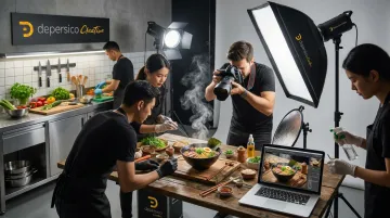 Professional food photography studio setup for Japanese ramen broth bowl hero shot