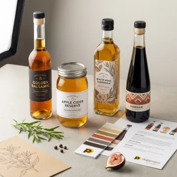 Vinegar bottle label design templates on glass bottles