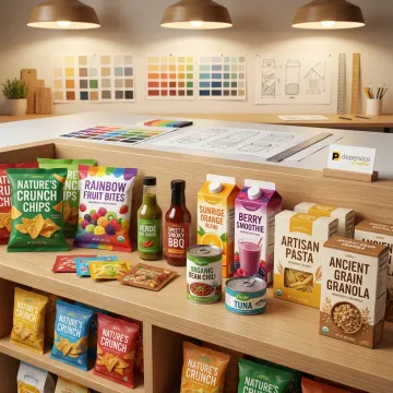 Food and beverage labels on retail products