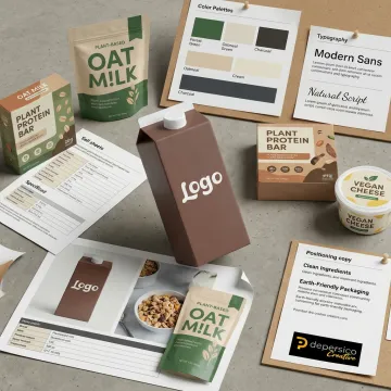 Plant-based food packaging and creative marketing materials