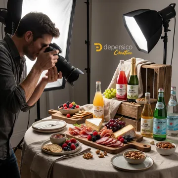 Styled food and beverage product photography in studio