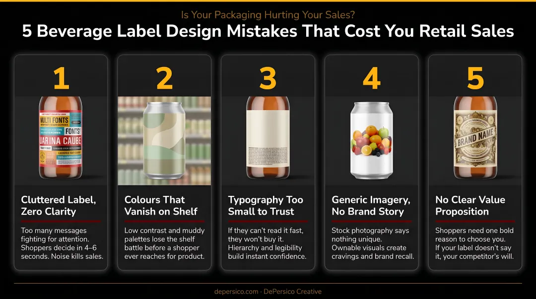 Five common beverage label design mistakes that cost brands retail sales