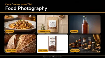 Professional food photography studio setup with styled product hero shots and lifestyle images